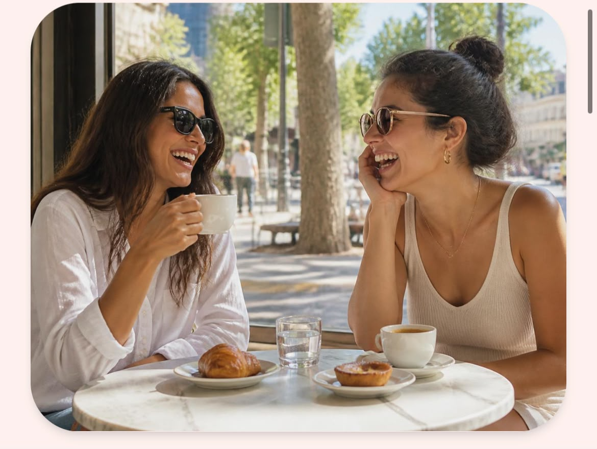 Belle Aviv women gathering at a Tel Aviv cafe